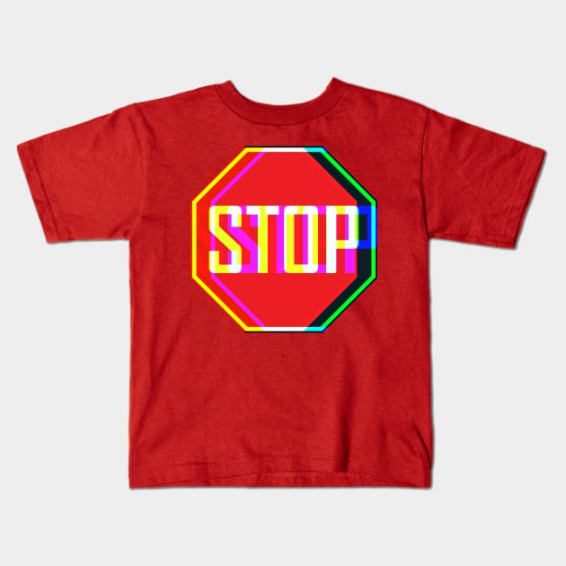 Psychedelic Stop Sign Kids T-Shirt by TJWDraws